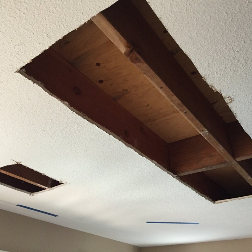 Hole in ceiling.  This was repaired perfectly.