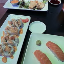 Spicy tuna, nigiri, fried wontons Spicy tuna, nigiri, fried wontons