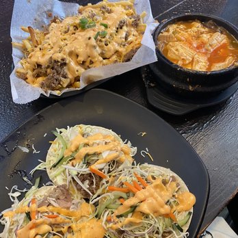 K-Towne 88 - Beef Bulgogi Taco Chicken Bulgogi Taco Beef Bulgogi Fries Beef Tofu Soup - Korean Near Me - Rancho Cucamonga, California K-Towne 88 - Beef Bulgogi Taco Chicken Bulgogi Taco Beef Bulgogi Fries Beef Tofu Soup - Korean Near Me - Rancho Cucamonga, California