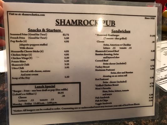 Menu photo 8 The Shamrock Pub Utica, MI Menu photo 8 The Shamrock Pub Utica, MI