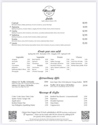 Menu photo 2 Mister O1 Extraordinary Pizza - South Beach Miami Beach, FL