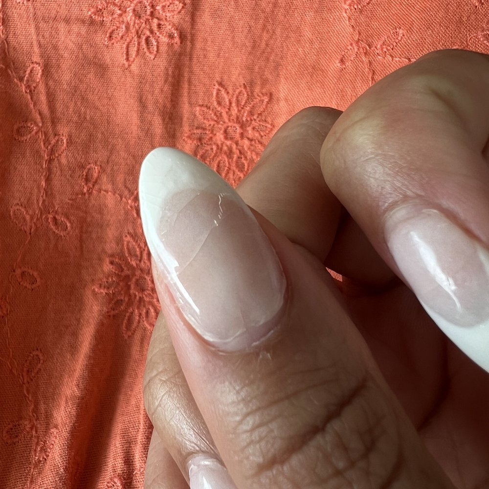 Spring Lily Nail Spa - Powder dip French tip with extension after one week of wear - Nail Salons Near Me - Forest Hills, New York Spring Lily Nail Spa - Powder dip French tip with extension after one week of wear - Nail Salons Near Me - Forest Hills, New York