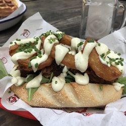 Strange & Co - Vegetarian Po boy . Filled me up like a meat sandwich ! Super tasty!