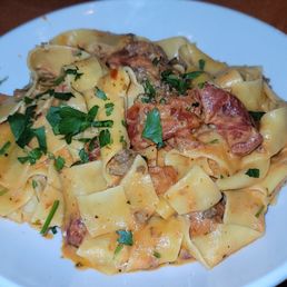 Pappardella with Marinara Bolognese. Yum! Pappardella with Marinara Bolognese. Yum!