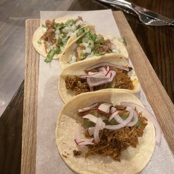 Maya - CARNITAS TACOS (top) and LAMB BARBACOA TACOS (bottom) - Mexican Near Me - New York, New York