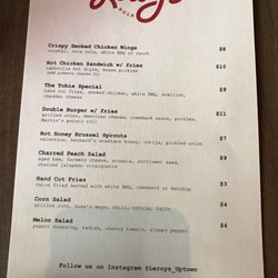 Leroy’s - Menu for week of 7/22