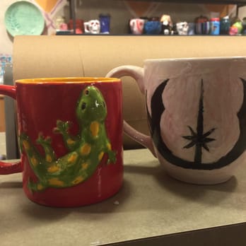 Petroglyph Ceramic Lounge - His mugs: lizard and Old Republic sign - Paint-Your-Own Pottery Near Me - San Jose, California Petroglyph Ceramic Lounge - His mugs: lizard and Old Republic sign - Paint-Your-Own Pottery Near Me - San Jose, California