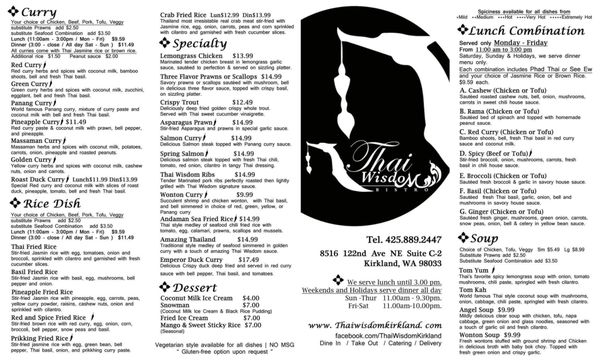 Menu photo 6 Thai Wisdom Bistro Kirkland, WA Menu photo 6 Thai Wisdom Bistro Kirkland, WA