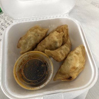 Papa Yu - Fried dumplings and side of spicy ponzu. - Poke Near Me - Houston, Texas