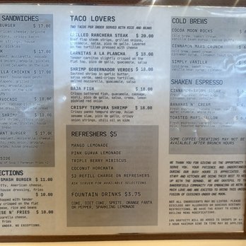Luna - Menu - Tacos Near Me - Bakersfield, California