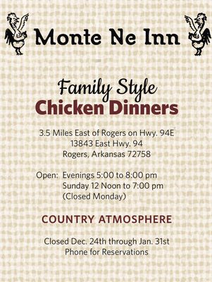 Menu photo 4 Monte Ne Inn Chicken Rogers, AR Menu photo 4 Monte Ne Inn Chicken Rogers, AR