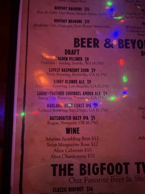Menu photo 1 The Bigfoot Lodge Los Angeles, CA Menu photo 1 The Bigfoot Lodge Los Angeles, CA
