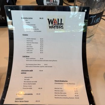 Wall Writers Coffee - Menu 04/03/2026 - Coffee & Tea Near Me - Irvine, California Wall Writers Coffee - Menu 04/03/2026 - Coffee & Tea Near Me - Irvine, California