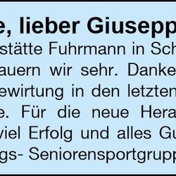 Gaststätte Zum Fuhrmann - Abschied von Yvonne und Giuseppe