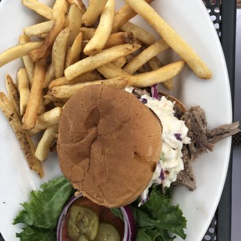 Cleveland Draft House - Garner - Pulled pork sandwich with coleslaw and fries - Burgers Near Me - Garner, North Carolina
