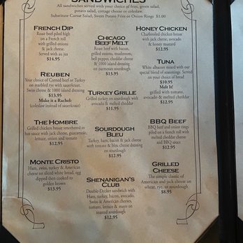 Shenanigan's Old English Pub - Menu - Pubs Near Me - Reno, Nevada