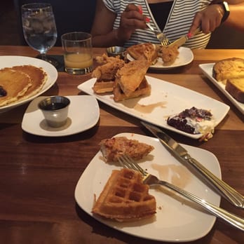 220 Merrill - Chicken and waffles, bananas foster French toast, and ricotta blueberry lemon curd pancakes - New American Near Me - Birmingham, Michigan