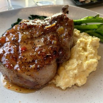 Apropos Restaurant - Osabow pork chop, mascarpone polenta, Calabrian chili glaze - Italian Near Me - Peekskill, New York