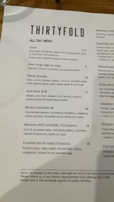 Menu photo 6 Thirtyfold Cafe South Morang, VIC