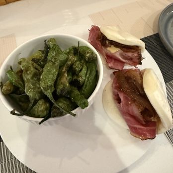 Bare Bones Eatery - Bao Buns with Pastrami, honey mustard vinaigrette, served with a bowl of Shishito peppers 9/30/26 - American Near Me - Pismo Beach, California Bare Bones Eatery - Bao Buns with Pastrami, honey mustard vinaigrette, served with a bowl of Shishito peppers 9/30/26 - American Near Me - Pismo Beach, California