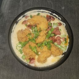 Fried shrimp and grits. Fried shrimp and grits.