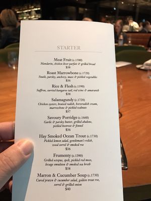Menu photo 7 Dinner by Heston Blumenthal Southbank, VIC