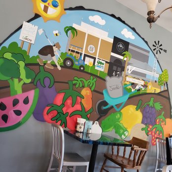 Monkey Business Cafe - colorful mural. they use locally grown(at the college) produce - Sandwiches Near Me - Fullerton, California