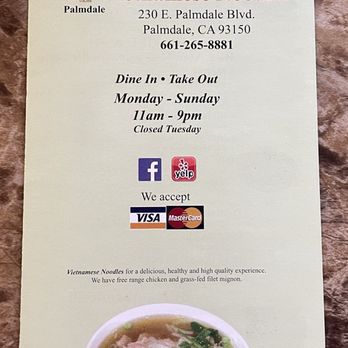 Vietnamese Noodles - Menu Cover, August 2024 - Noodles Near Me - Palmdale, California Vietnamese Noodles - Menu Cover, August 2024 - Noodles Near Me - Palmdale, California