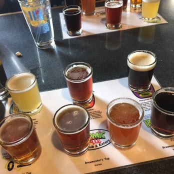 Atomic Ale Brewpub & Eatery - Sampler with 7 beers !!! - Pizza Near Me - Richland, Washington