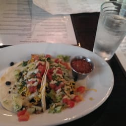 Eagle River Ale House - Blackened chicken tacos, $11. Meh.
