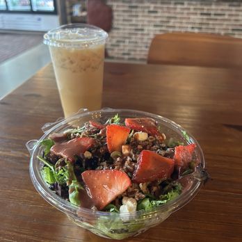 Conex Coffee Company - Lavender Latte and Strawberry Fields Salad - Coffee & Tea Near Me - Galveston, Texas