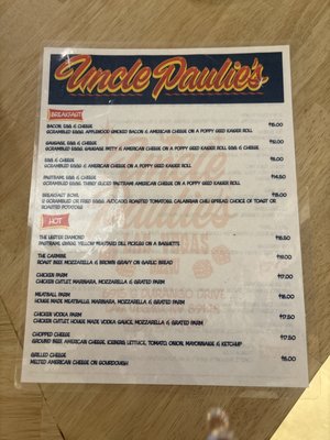 Menu photo 1 Uncle Paulie's Las Vegas, NV Menu photo 1 Uncle Paulie's Las Vegas, NV