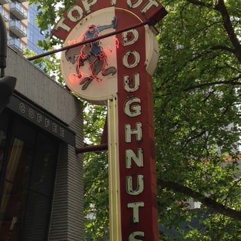 Top Pot Doughnuts - A "Top" Neon Sign - Bakeries Near Me - Seattle, Washington
