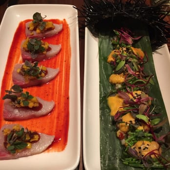 Leña Brava - Left: hiramasa  Right: uni - Seafood Near Me - Chicago, Illinois