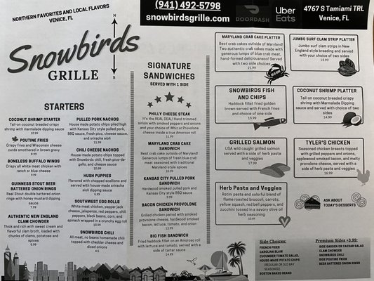 Menu photo 2 Snowbirds Grille Venice, FL Menu photo 2 Snowbirds Grille Venice, FL