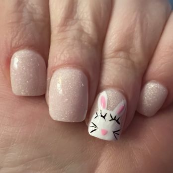 Bonsai Nail Bar - Light pink sparkle dip w bunny - Nail Salons Near Me - Attleboro, Massachusetts Bonsai Nail Bar - Light pink sparkle dip w bunny - Nail Salons Near Me - Attleboro, Massachusetts