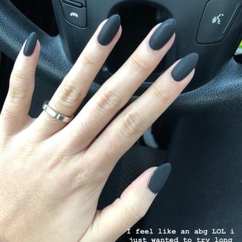 The Moonlit Quest Nail Atelier - Most recent nails. Trying out long nails for once. Simple matte black almond shape. - Nail Salons Near Me - Artesia, California The Moonlit Quest Nail Atelier - Most recent nails. Trying out long nails for once. Simple matte black almond shape. - Nail Salons Near Me - Artesia, California