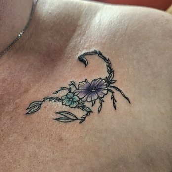 Convicted Designs Tattoo & Piercing - Floral Scorpio tattoo - Tattoo Near Me - Rapid City, South Dakota Convicted Designs Tattoo & Piercing - Floral Scorpio tattoo - Tattoo Near Me - Rapid City, South Dakota