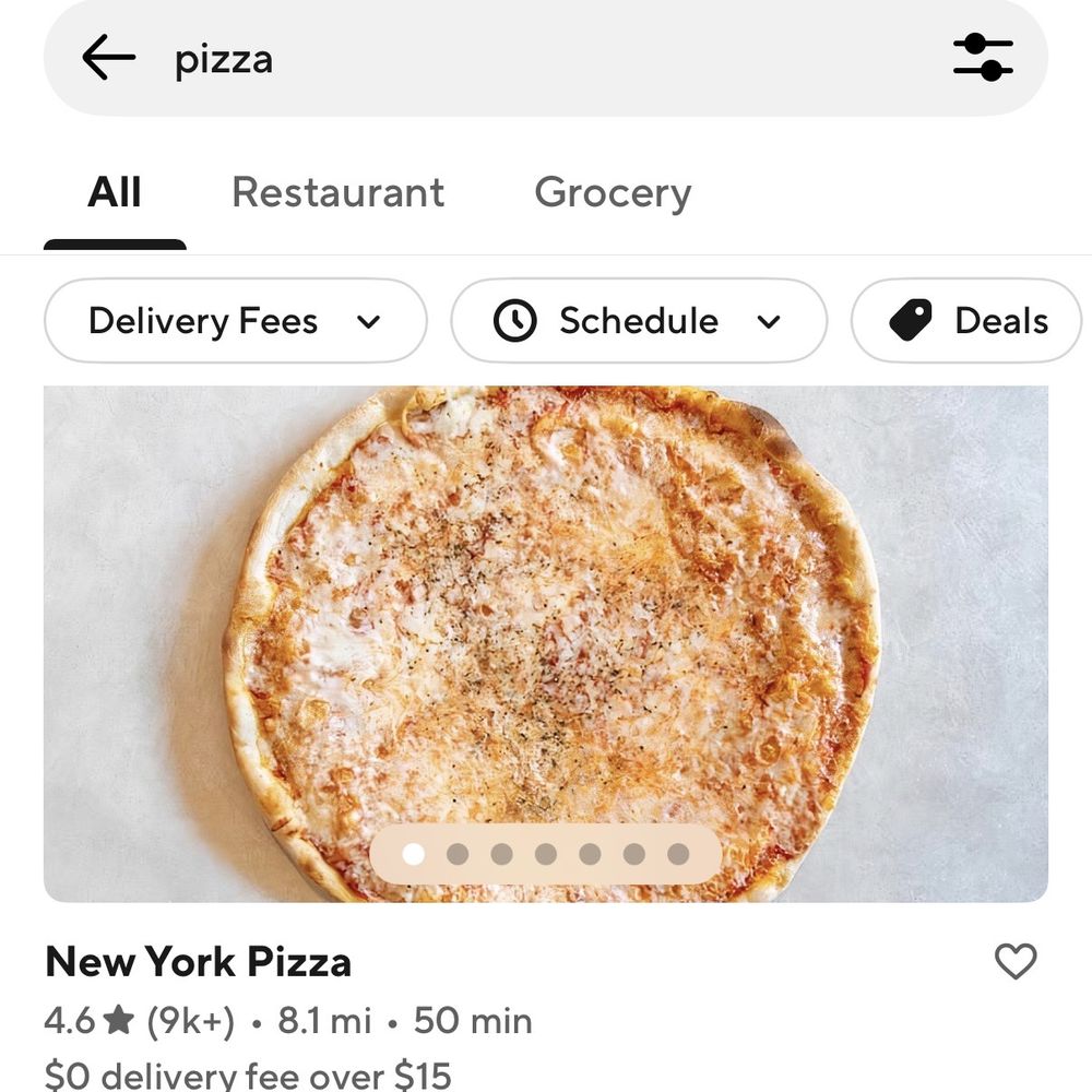 New York Pizza - Clearly states $0 delivery fee (no mention of dash pass). - Pizza Near Me - Mountain View, California
