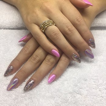 Soak Nails - When you can't decide, you do it all! Chrome, glitter, and hologram. Thanks Danae!! - Nail Salons Near Me - Encino, California