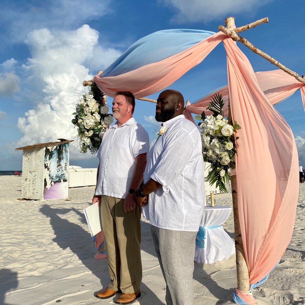 Your Dream Beach Wedding - Husband and the officiant - Wedding Planning Near Me - Gulf Shores, Alabama