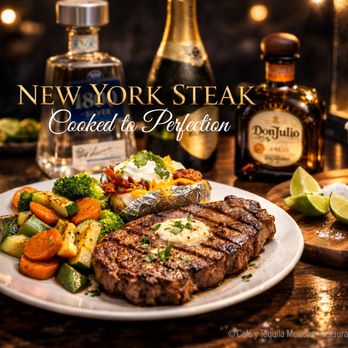 Cafe y Tequila Mexican Restaurant - New York Steak, cooked to perfection.
Juicy, tender, and beautifully seared, served with fresh sautéed vegetables - Seafood Near Me - Irving, Texas Cafe y Tequila Mexican Restaurant - New York Steak, cooked to perfection.
Juicy, tender, and beautifully seared, served with fresh sautéed vegetables - Seafood Near Me - Irving, Texas