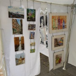 Mercado Pintura de la Plaza Conde de Barajas - Oil Paintings and Watercolors at Victoria Olson's Stand at Plaza Conde de Barajas.