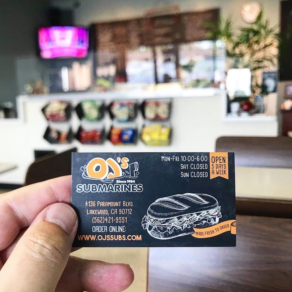 OJ's Submarines - Proprietor Business Card - Sandwiches Near Me - Lakewood, California OJ's Submarines - Proprietor Business Card - Sandwiches Near Me - Lakewood, California