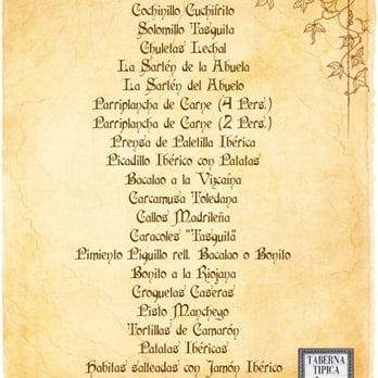 La Tasquita - carta - Dive Bars Near Me - Madrid, M
