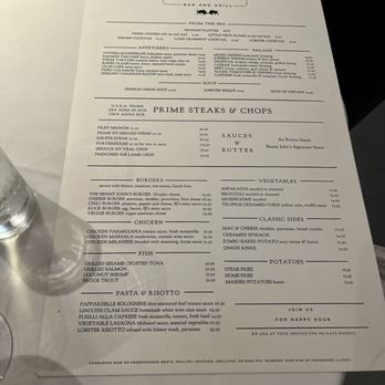 Benny John's Bar and Grill - Menu - Steakhouses Near Me - New York, New York