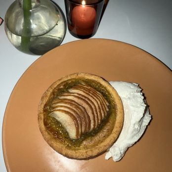 Kismet - Pistachio Pear Tart - Mediterranean Near Me - Los Angeles, California Kismet - Pistachio Pear Tart - Mediterranean Near Me - Los Angeles, California