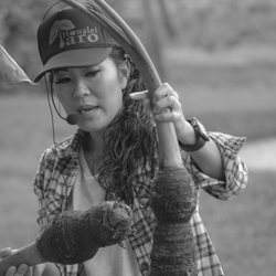 Ho'opulapula Haraguchi Rice Mill - Lindsey Haraguchi showing off taro