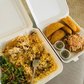 Sabor Colombia - Arroz con pollo, beef empanada, and chicken patacon - Colombian Near Me - Round Rock, Texas Sabor Colombia - Arroz con pollo, beef empanada, and chicken patacon - Colombian Near Me - Round Rock, Texas