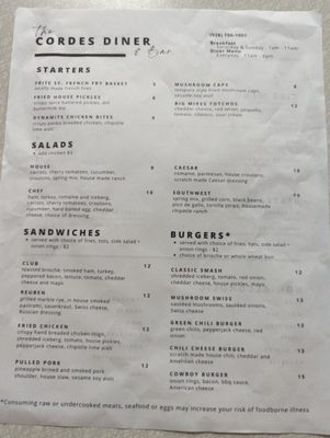 Menu photo 3 50s Diner Backseat Bar Cordes Junction, AZ